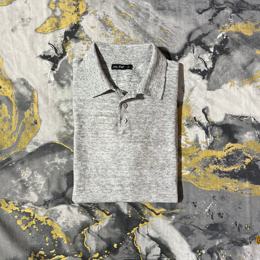 Light Gray Textured Knit Half Sleeves Polo