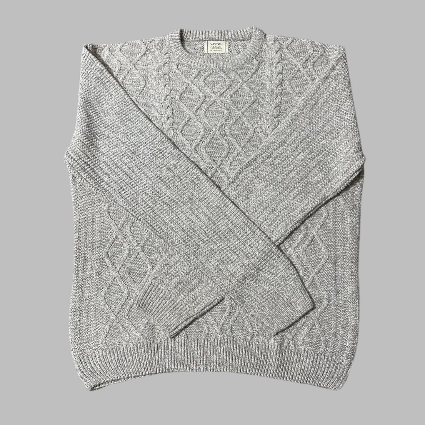 Large Light Grey Cable Knit Sweater
