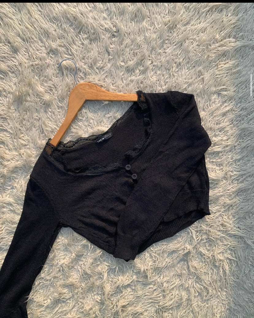 Black Buttoned Cardigan