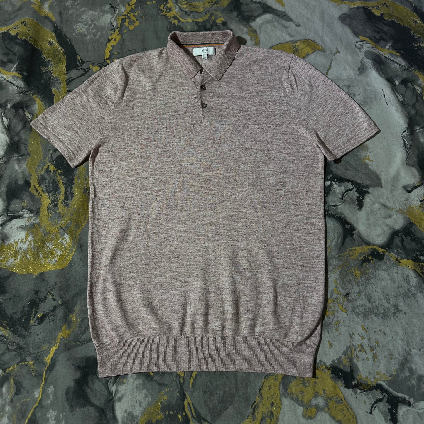 Next Soft Cotton White and Pink Thread Knitted Polo