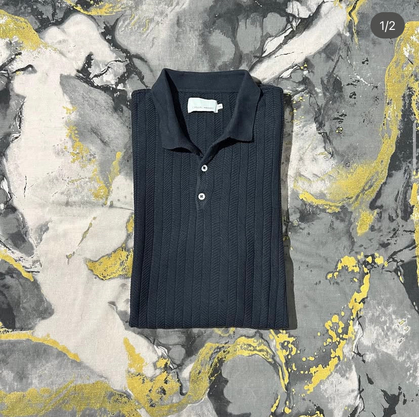 Black Ribbed Polo