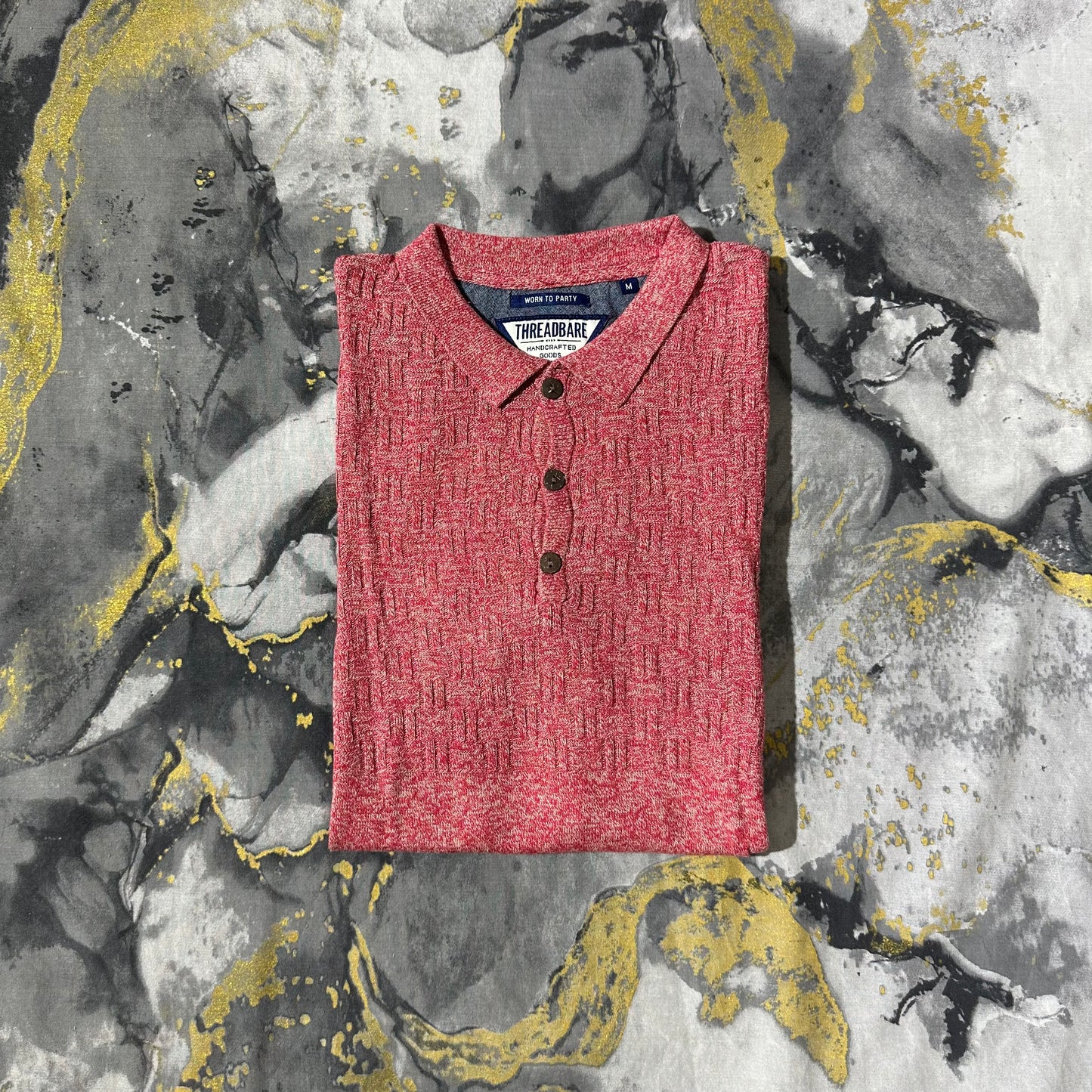 Pink Patterned Knitted Polo
