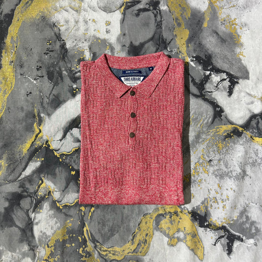 Pink Patterned Knitted Polo