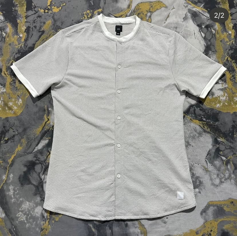 Grey around Neck Button Down Shirt