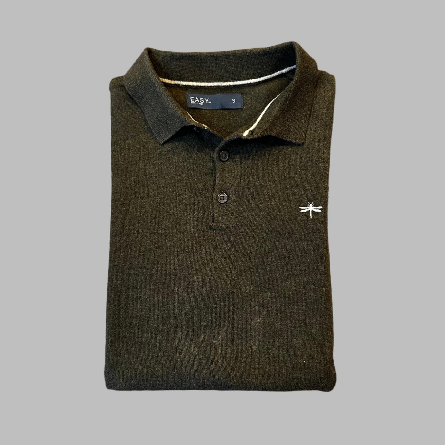 Small Olive Green Full Sleeves Cotton Polo