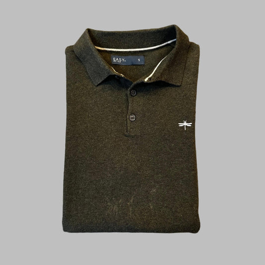 Small Olive Green Full Sleeves Cotton Polo