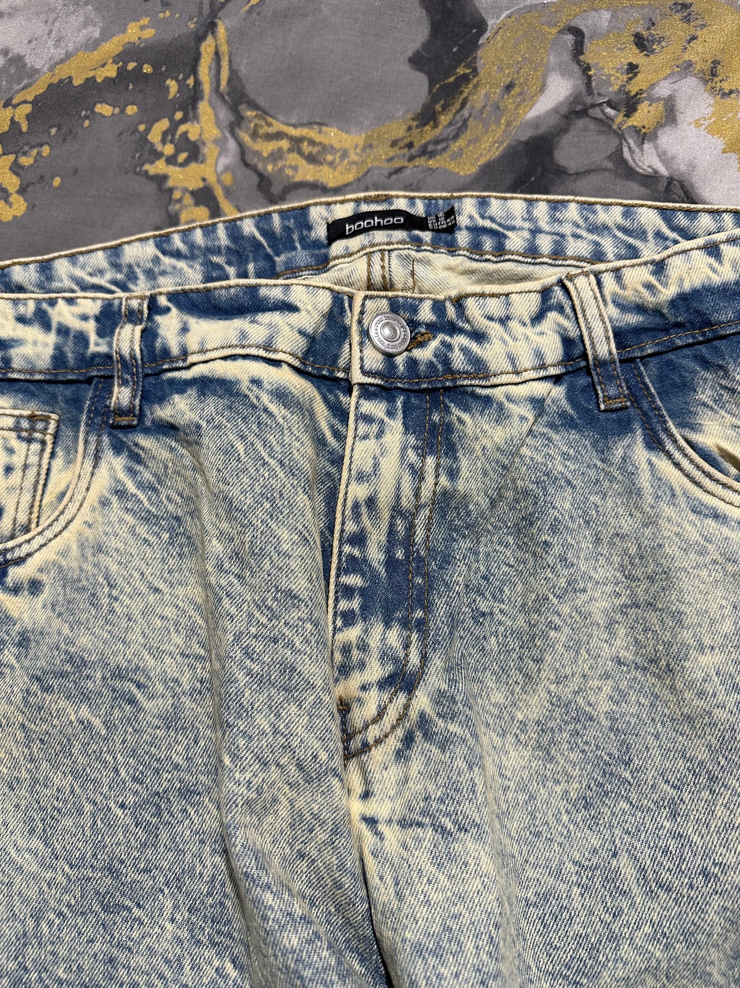 BOOHOO MAN Light Blue Acid Wash Baggy Jean