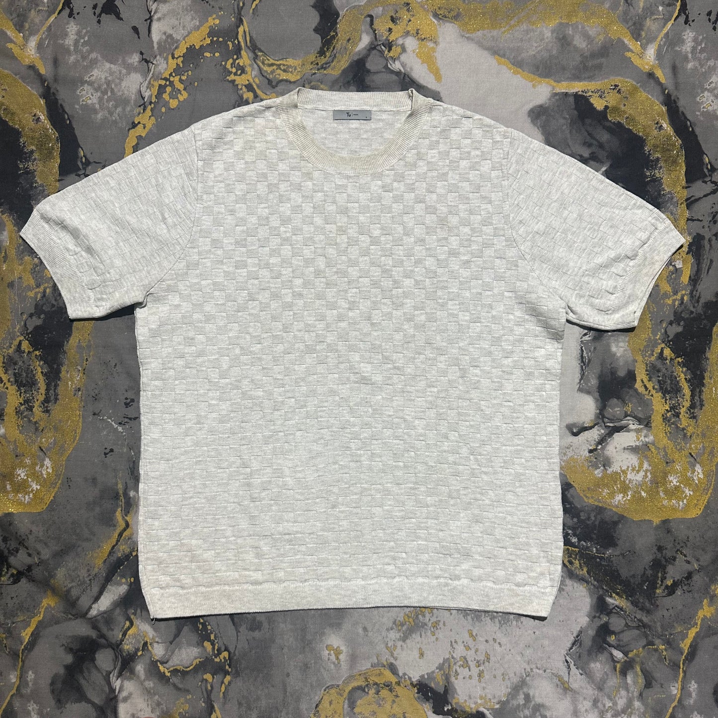 TU Square Check Patterned Knitted T-Shirt