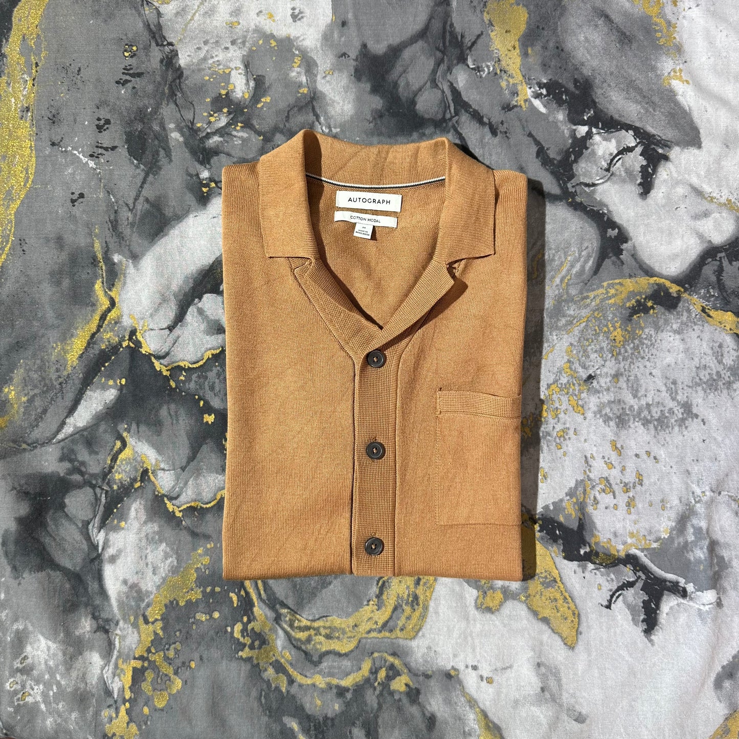 Brown Luxury Cotton Hapf Sleeves Buttoned Down