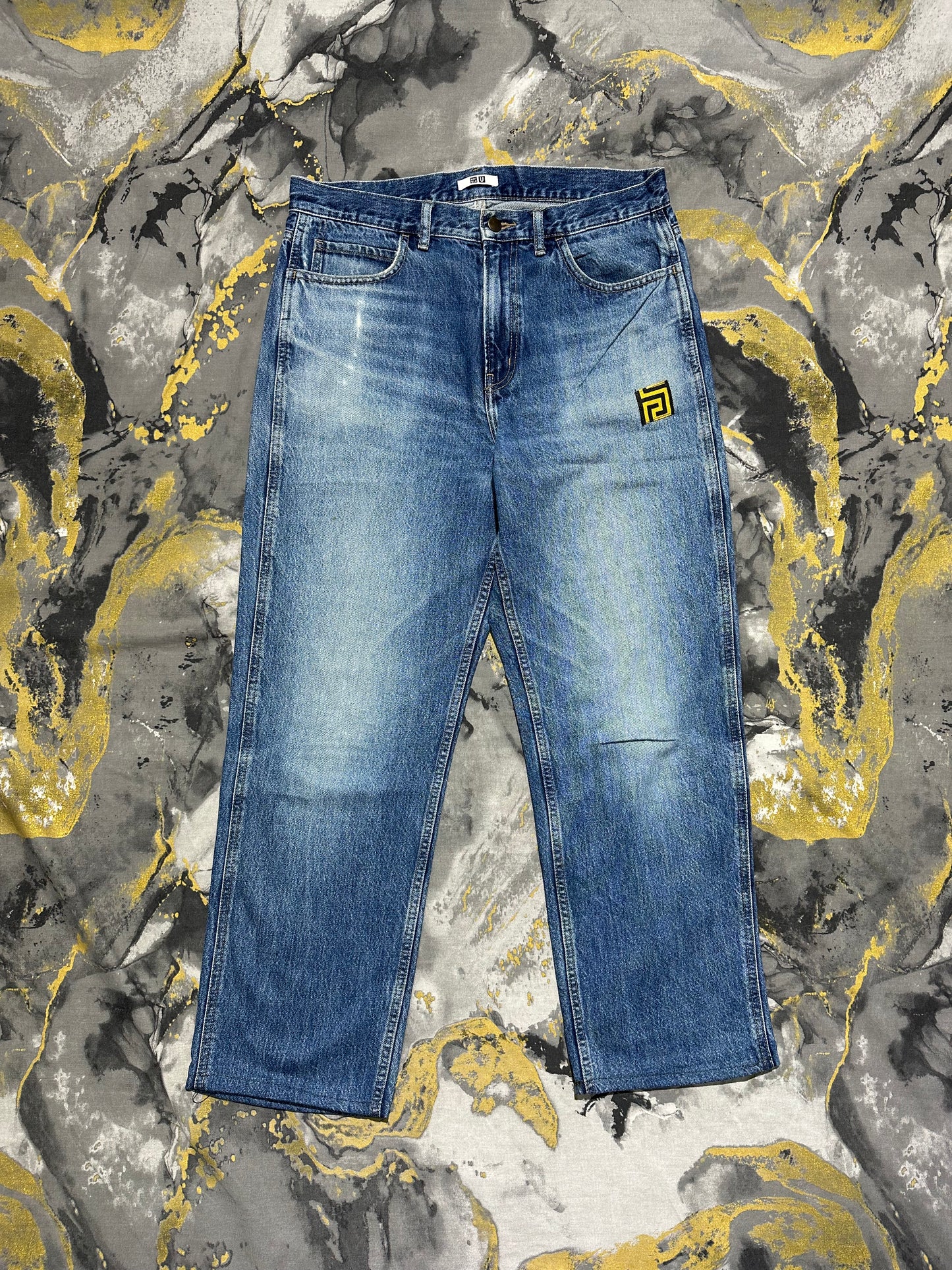 Uniqlo Blue Washed Pattern Jeans