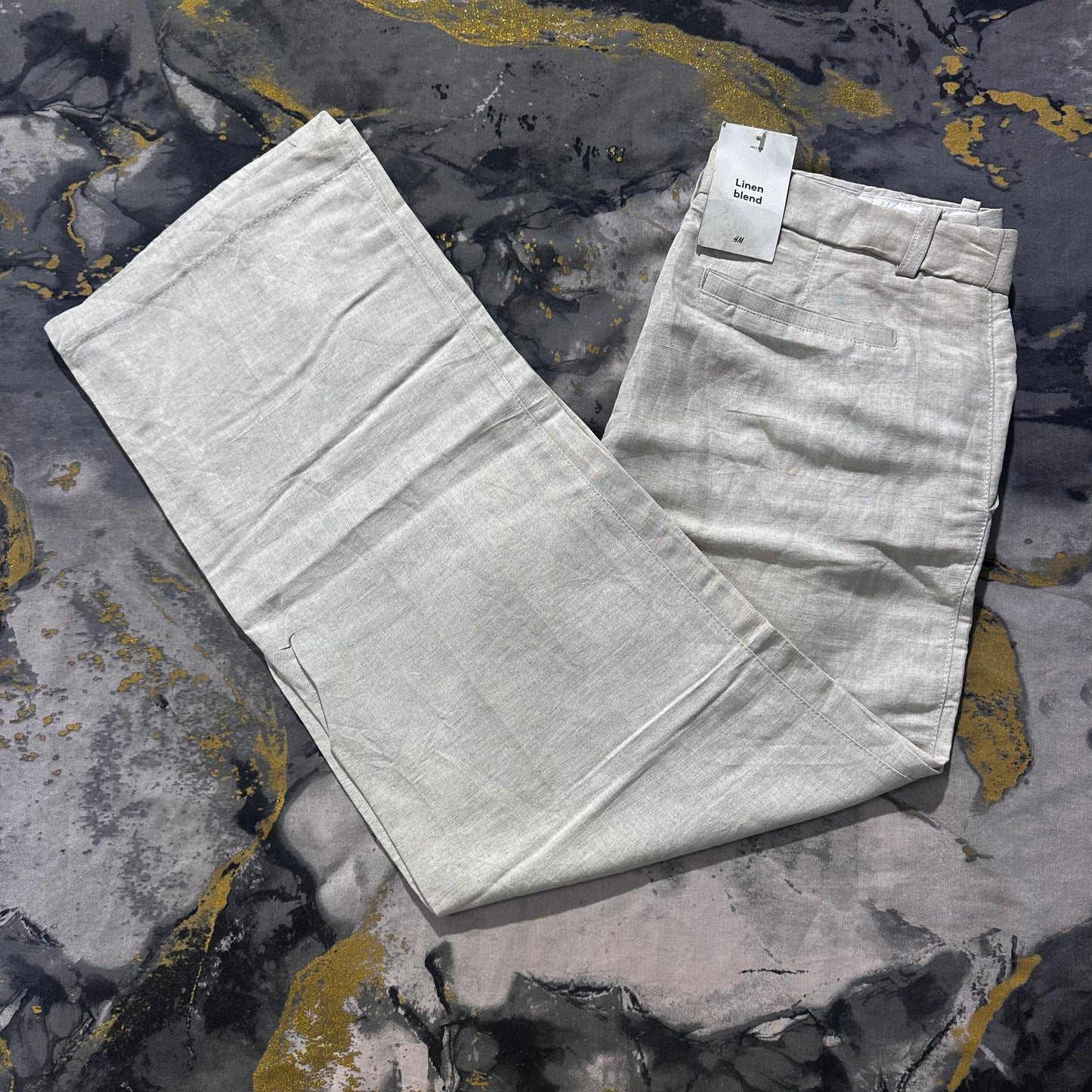 Linen Blend Ash-White Pants