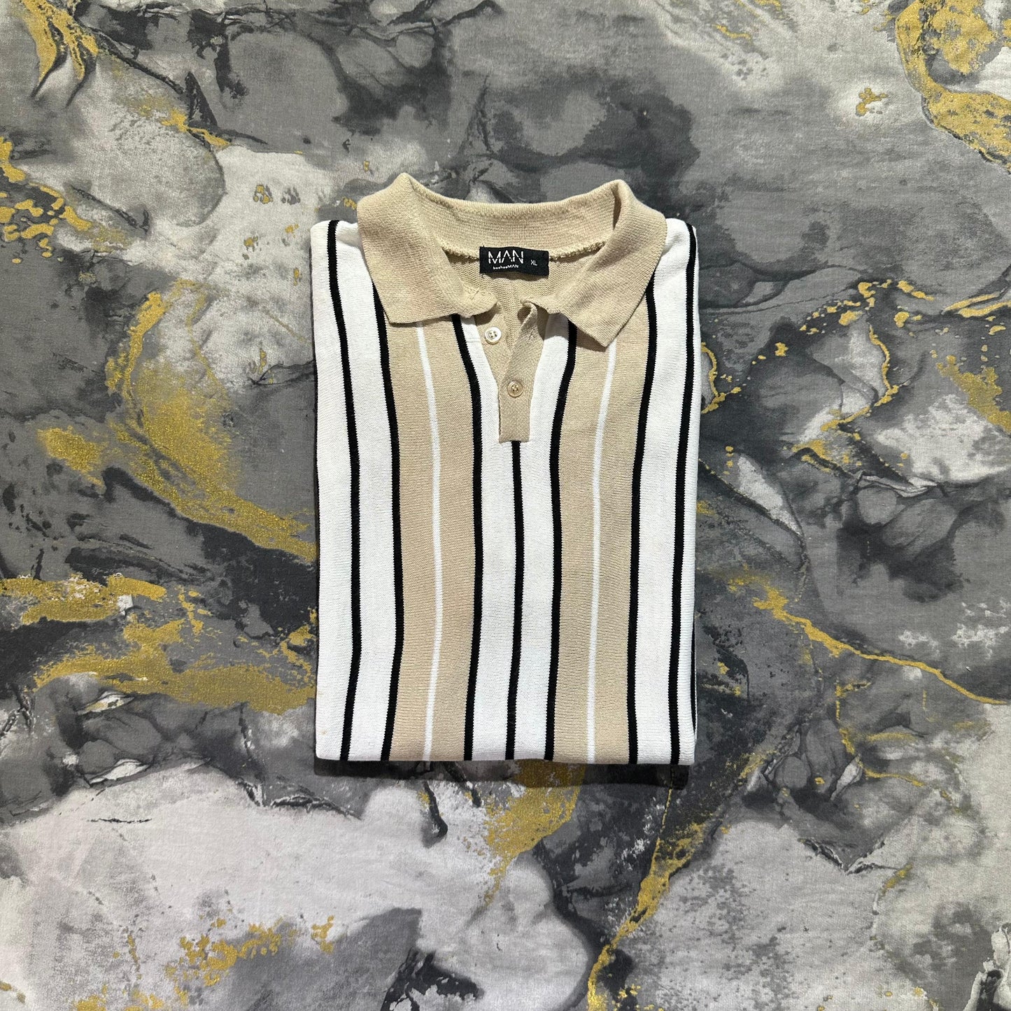 Cream Striped Polo