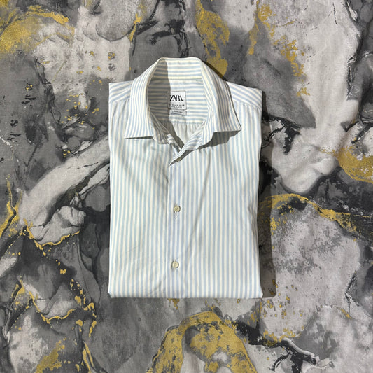 Zara Blue Stripes Buttoned Down Shirt