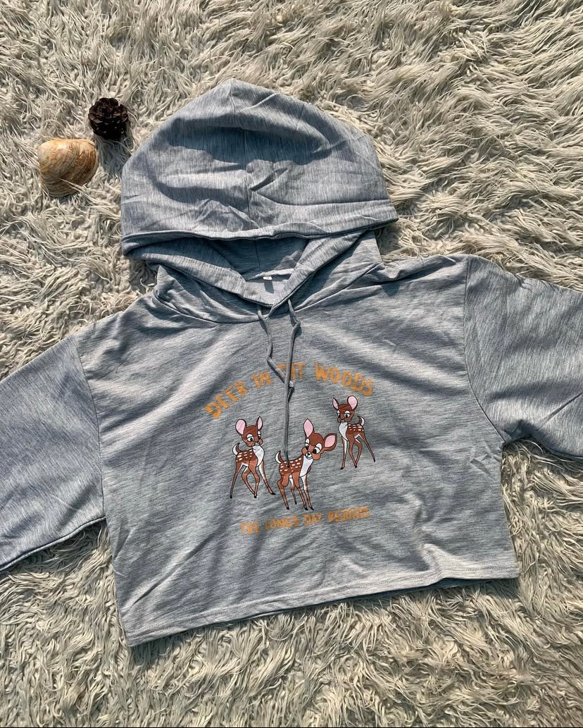Grey Cropped Hoodie