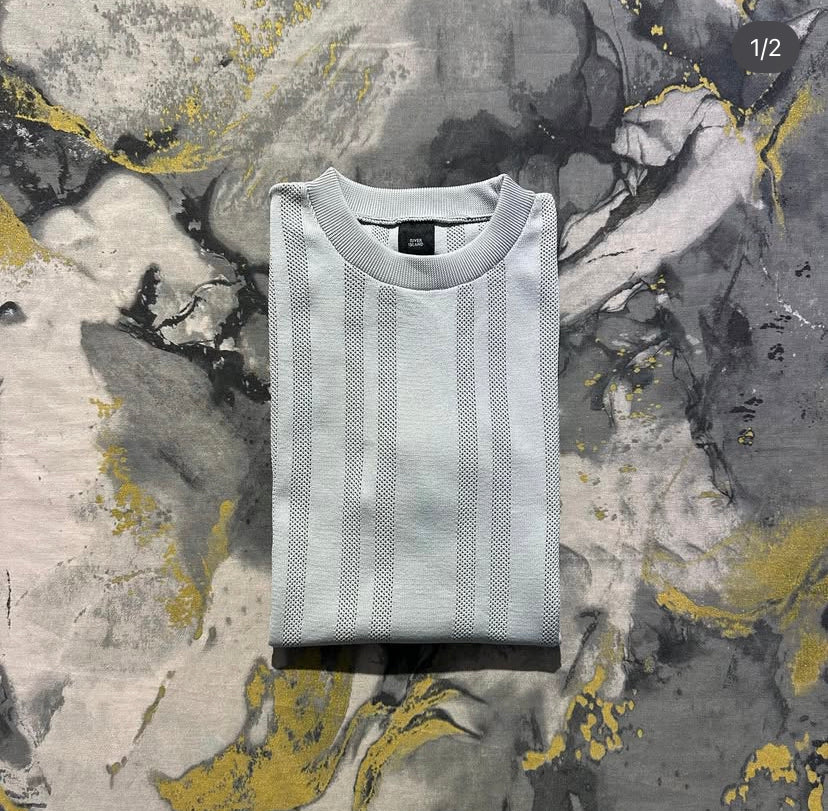 Ash Grey Striped T-Shirt