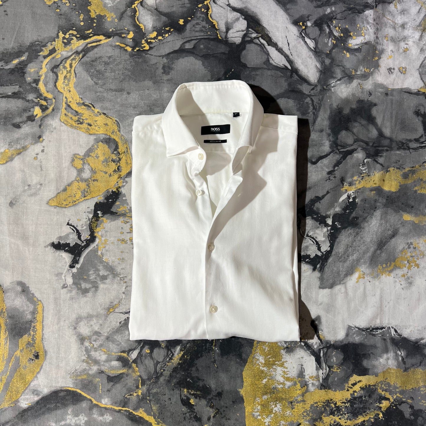 Hugo Boss Pearl White Half Sleeves Buttoned Down