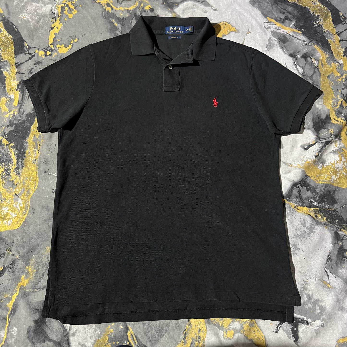 Ralph Lauren Black Pique Cotton Polo