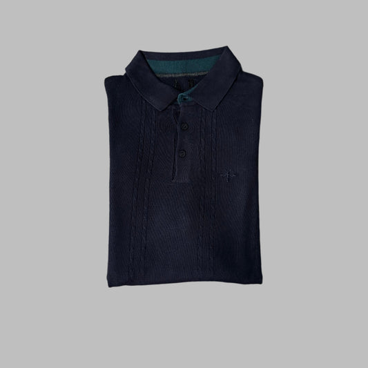 Large Dark Blue Silk Cotton Polo