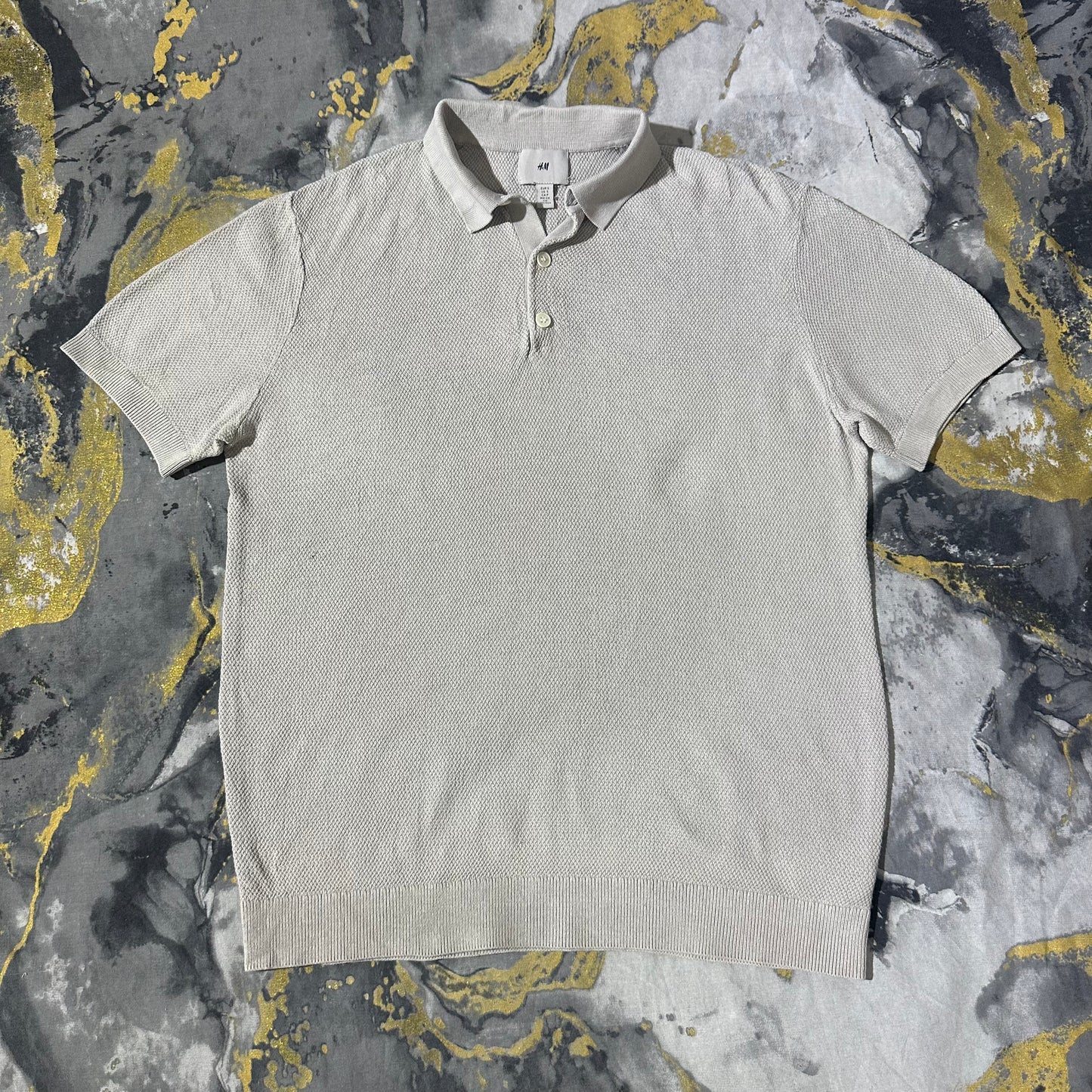 H&M Skin Waffle Knit Textured Knitted Polo