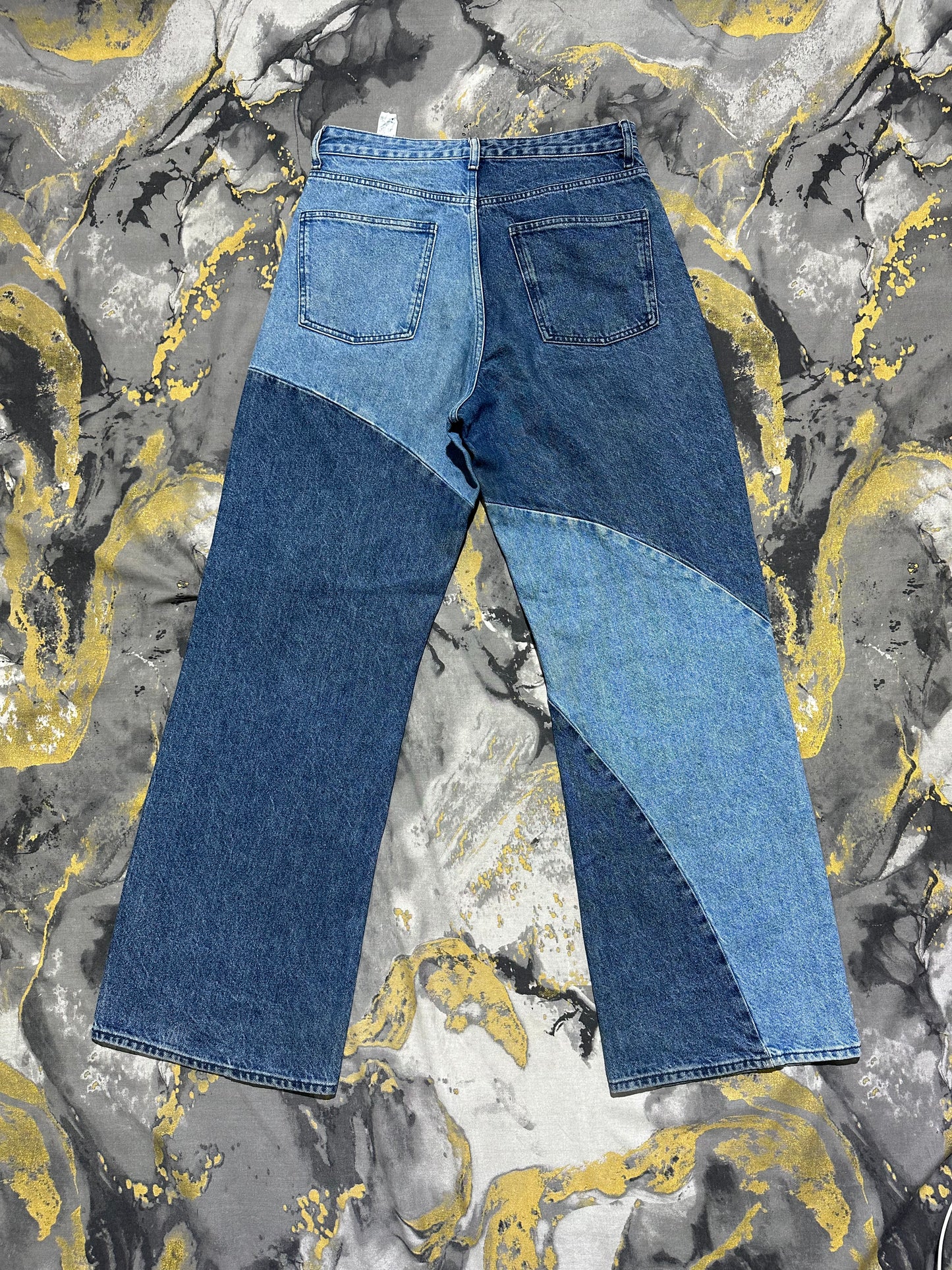 BERSHKA Multi Pattern Two Toned Denim Jeans