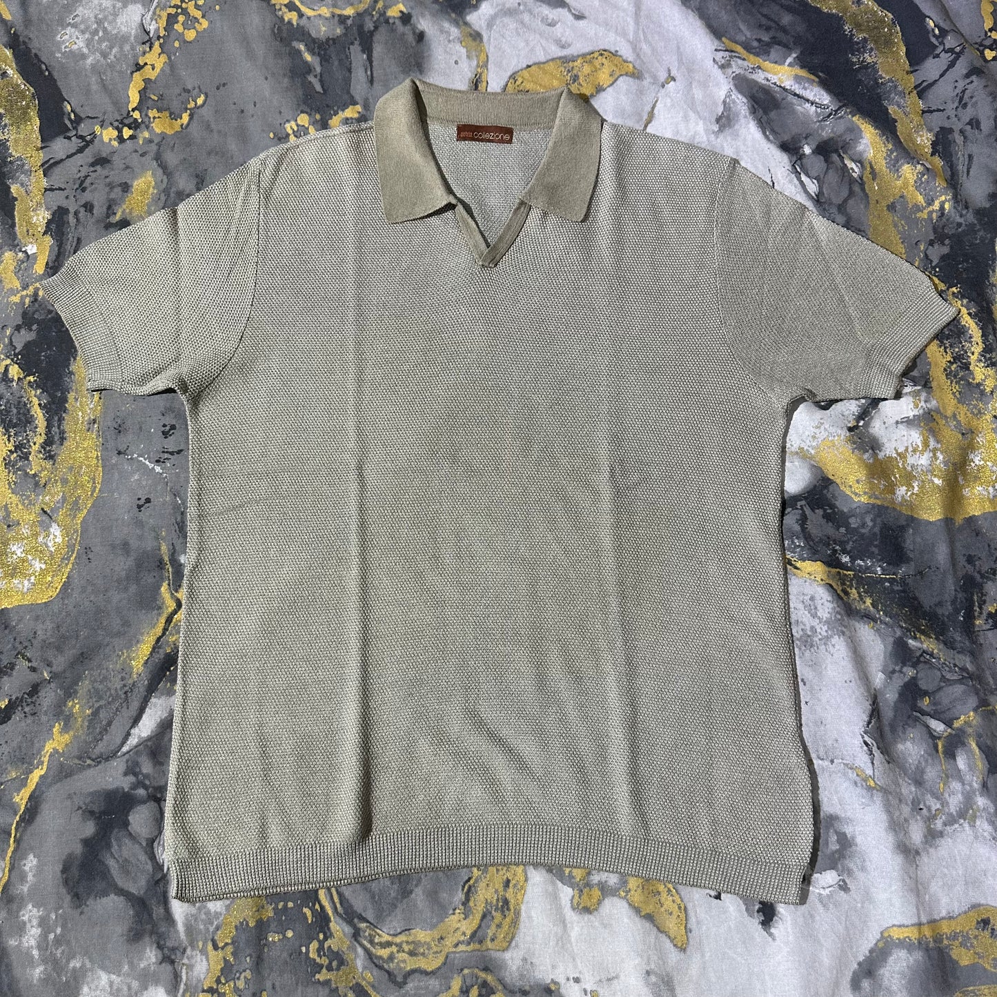 Silk Cotton Textured Knit Busan Collar Polo