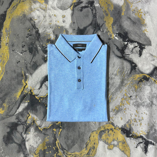 Sky Blue Cotton Rich Polo