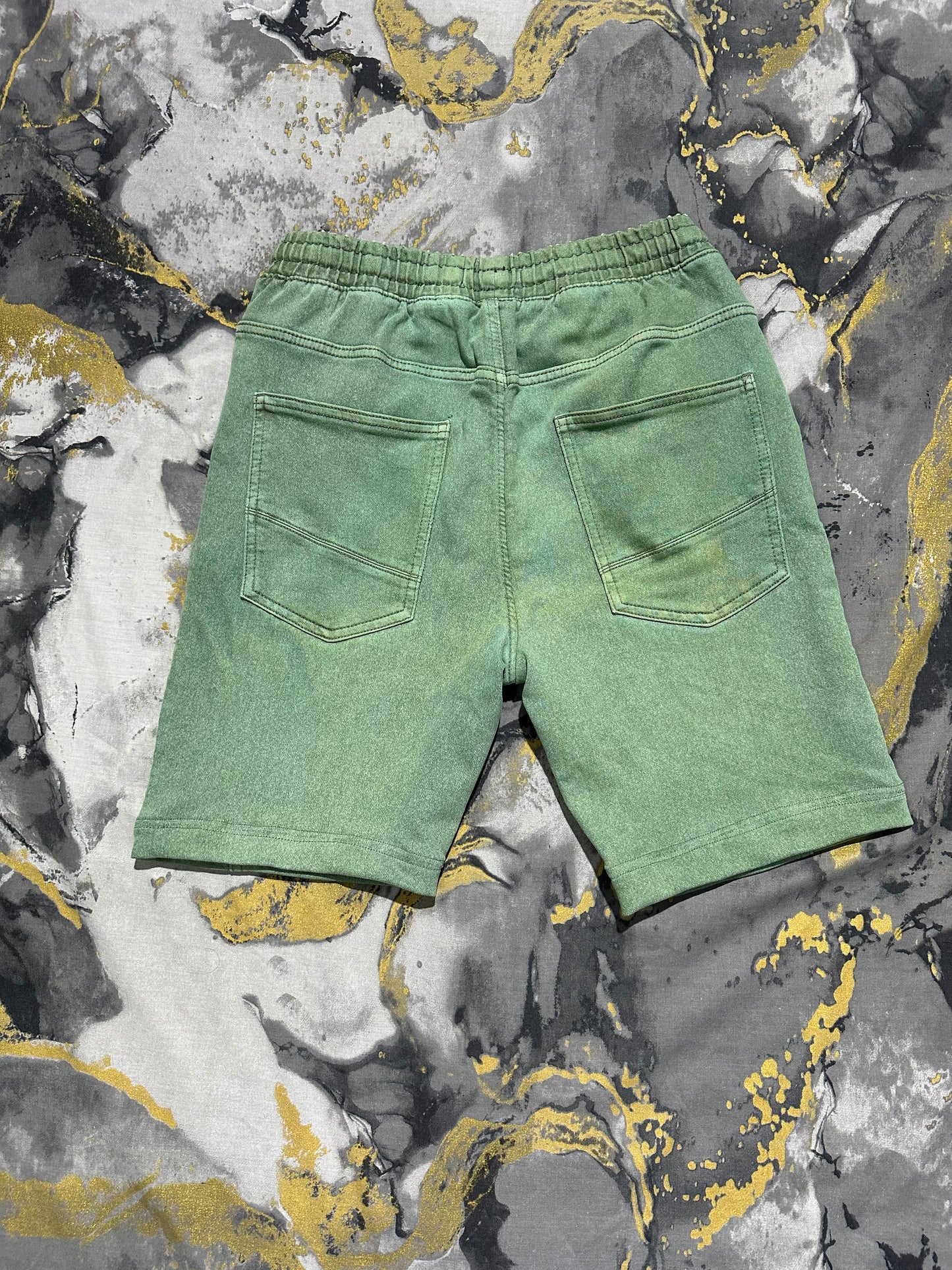 Reserved Faded Green Cotton Shorts