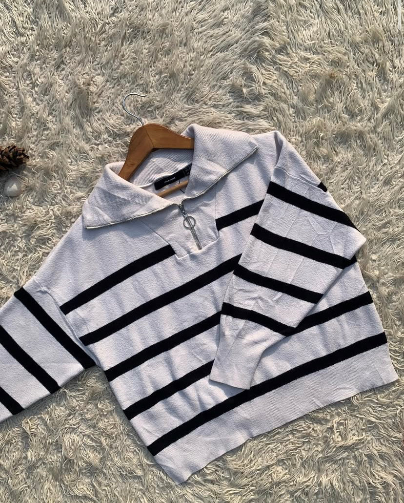 White Striped Zipper