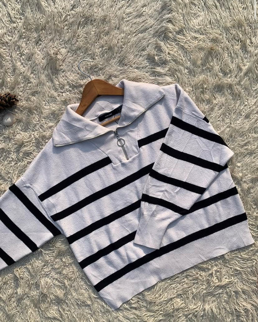White Striped Zipper