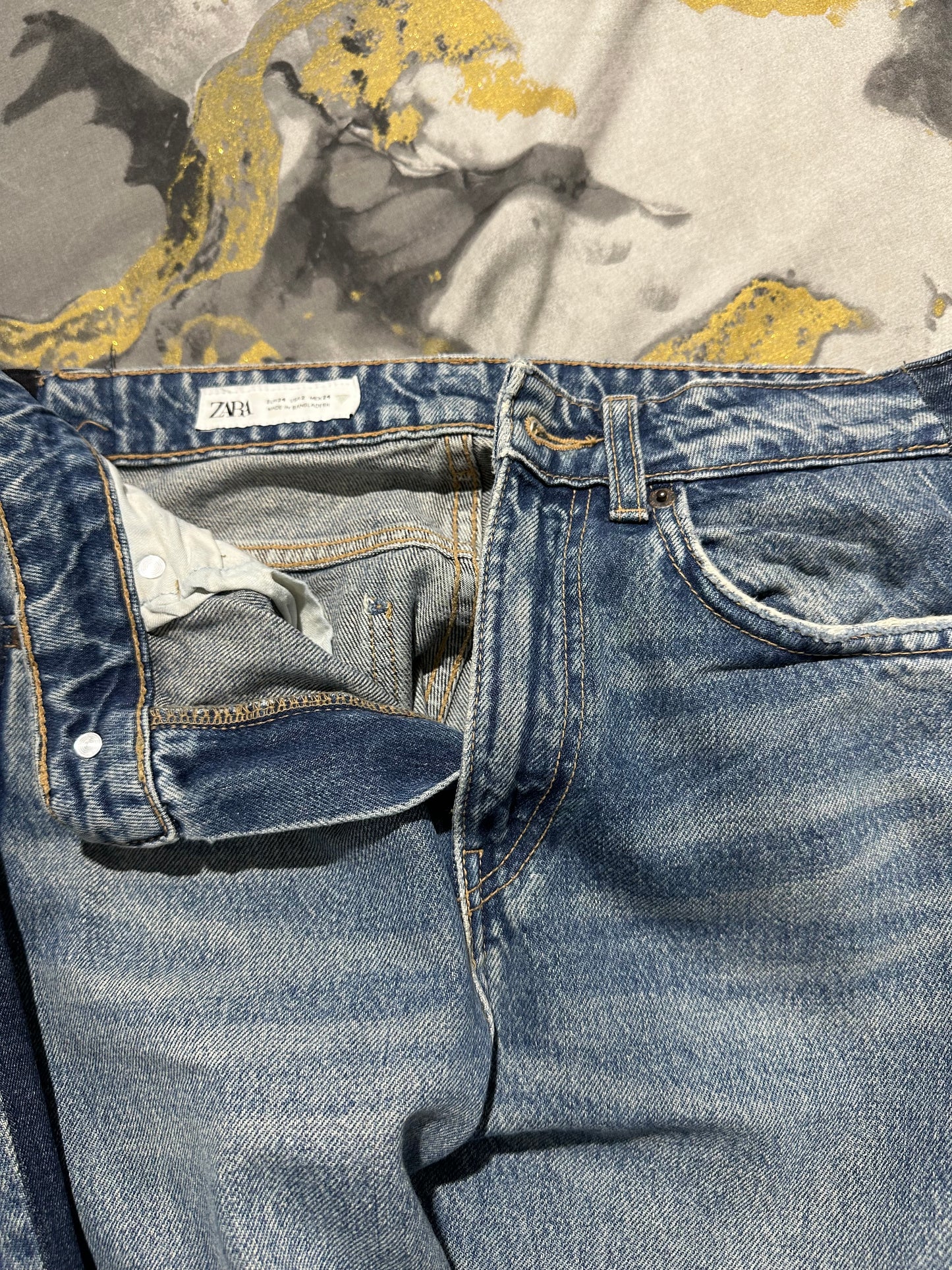 ZARA Two Toned Denim Baggy Jeans