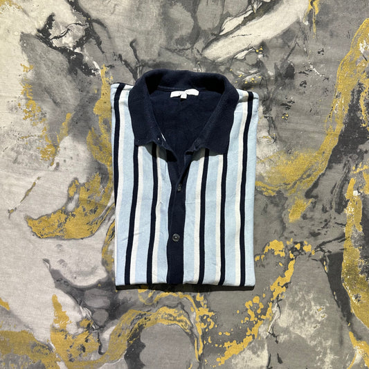 Next Straight Stripes Knitted Half Sleeves Buttoned Down