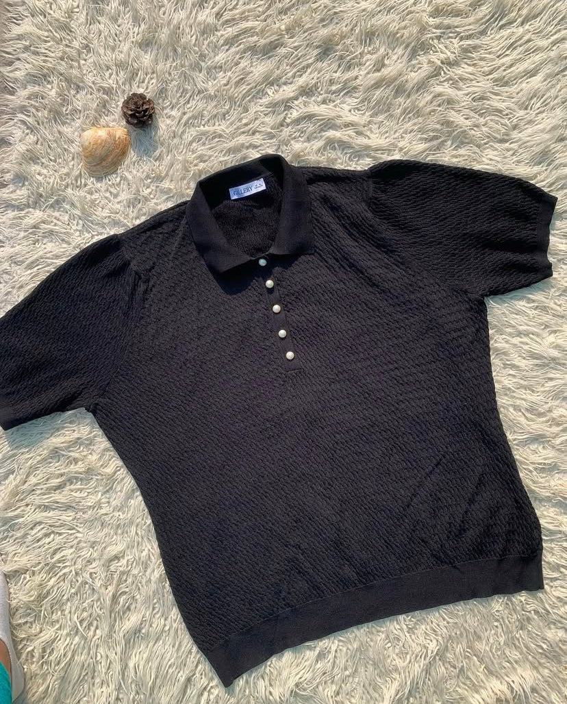 Black Textured Polo