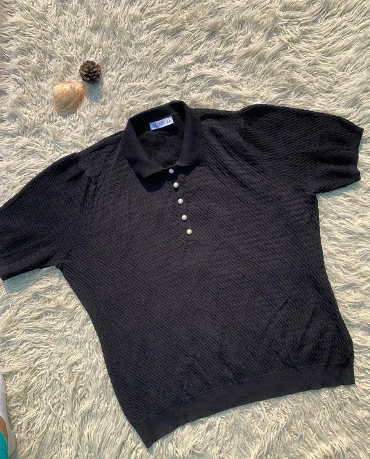 Black Textured Polo