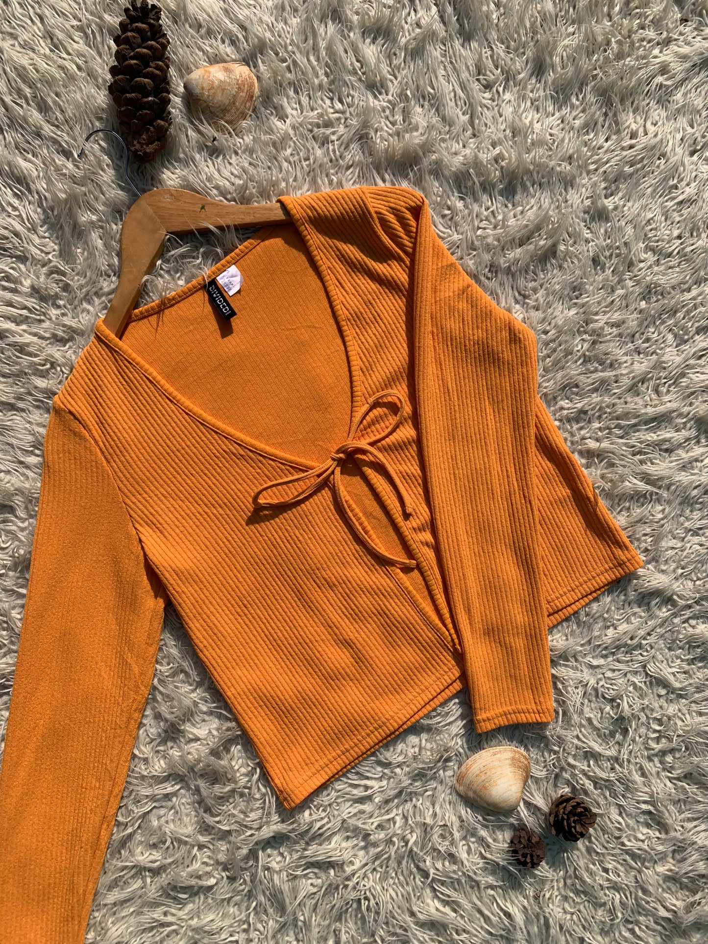 Mustard Front Open Ribed Sweater