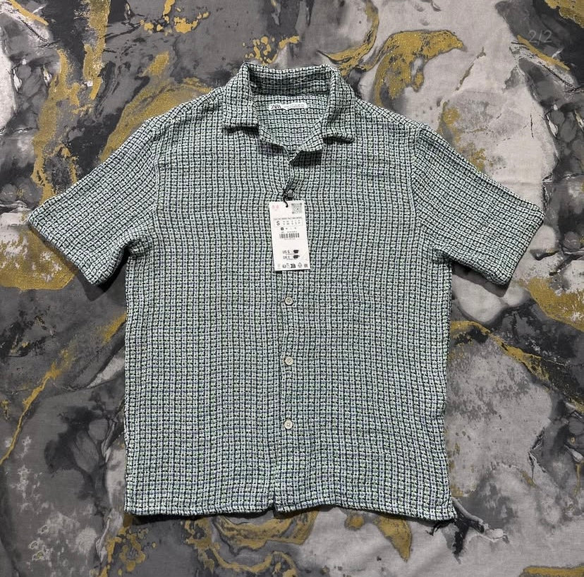 Green Mix Knitted Button Down Polo