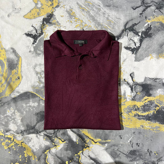 River Island Maroon Silk Cotton Knitted Polo