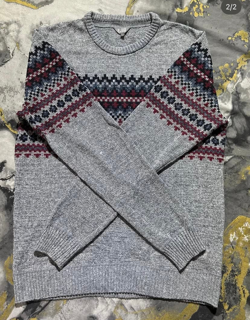 Grey Patterned Sweater