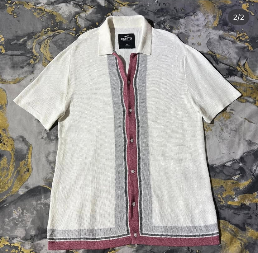 Yellow-Red Button Down Polo