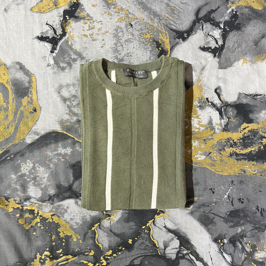 Green and White Stripes Knitted Tee