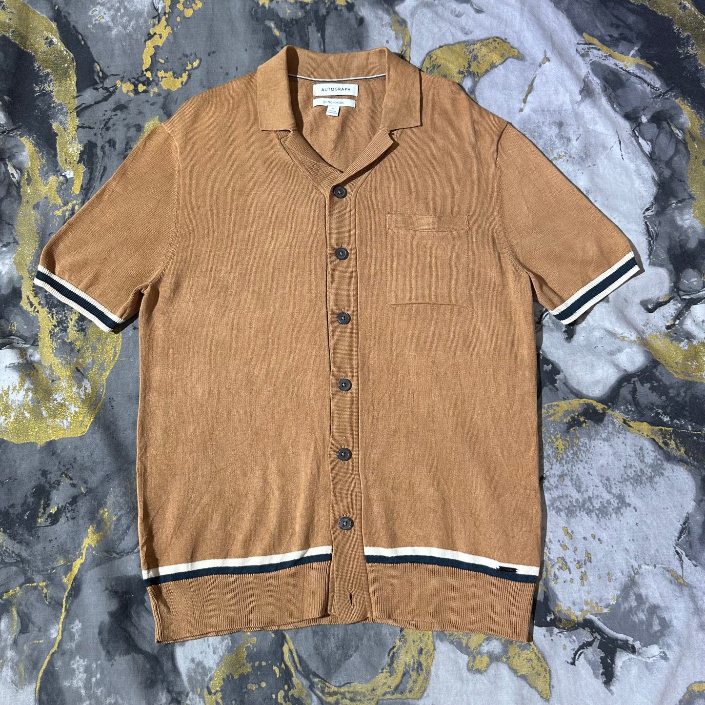 Brown Luxury Cotton Hapf Sleeves Buttoned Down