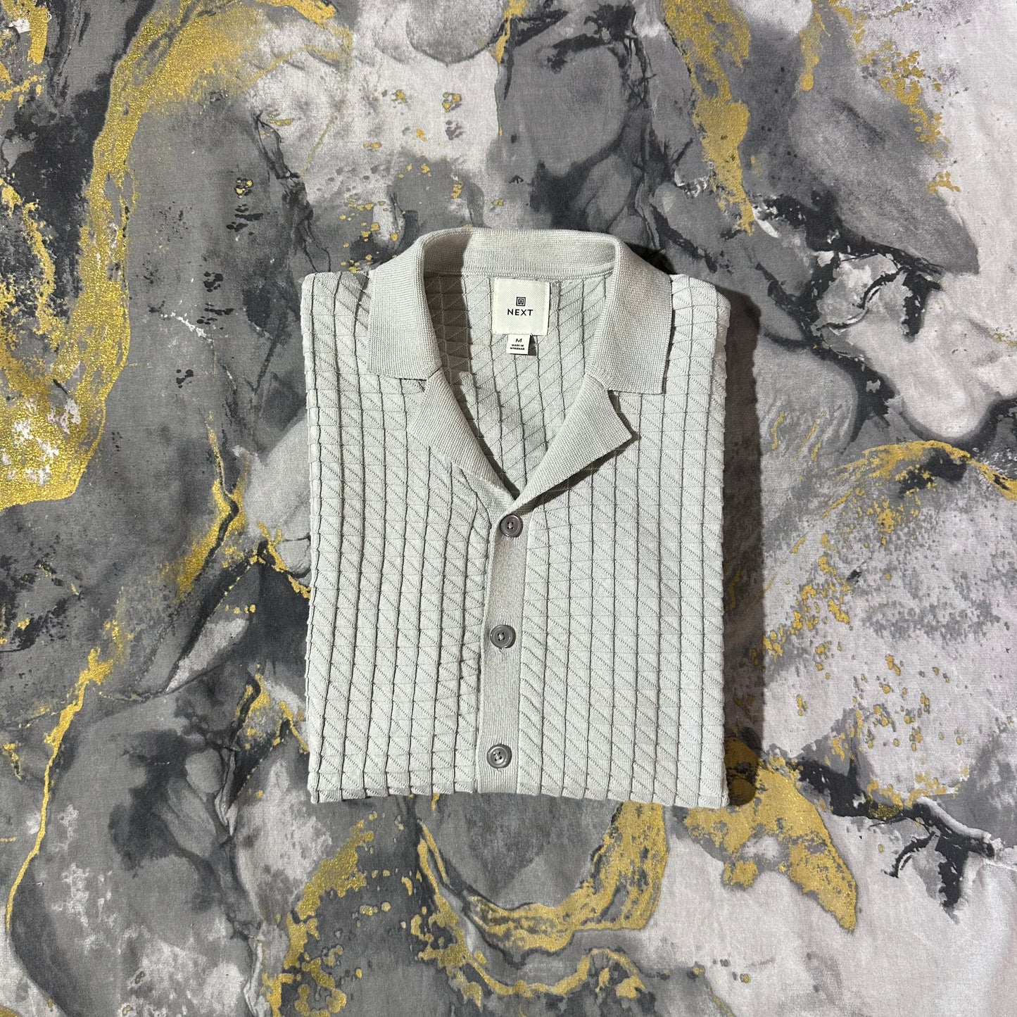 NEXT Patterned Knit Half Sleeves Buttoned Down