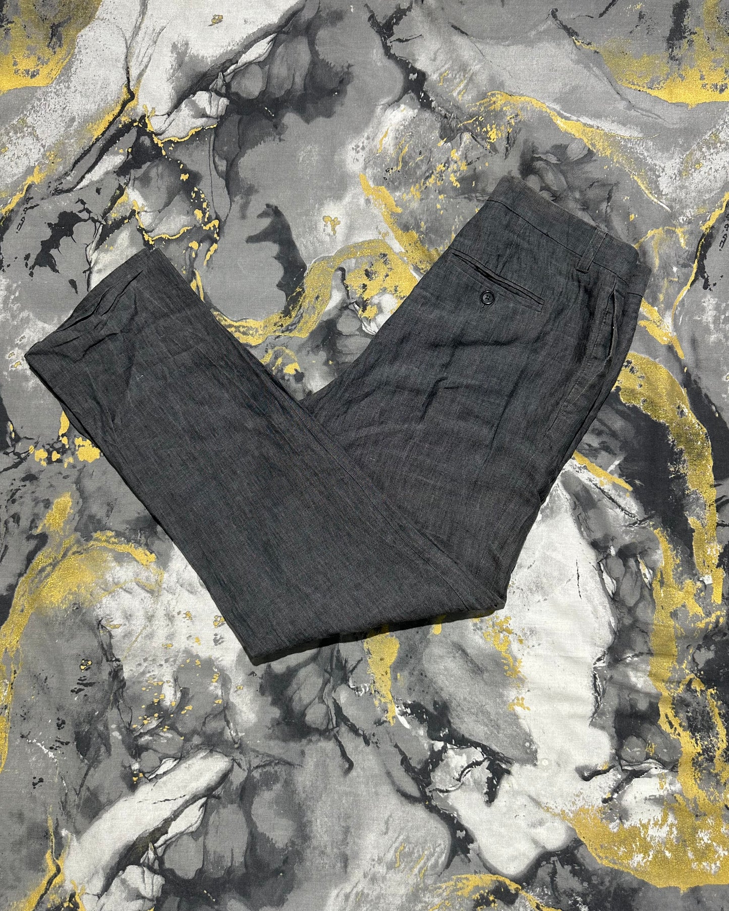 H&M Dark Grey Linen Straight Fit Pants