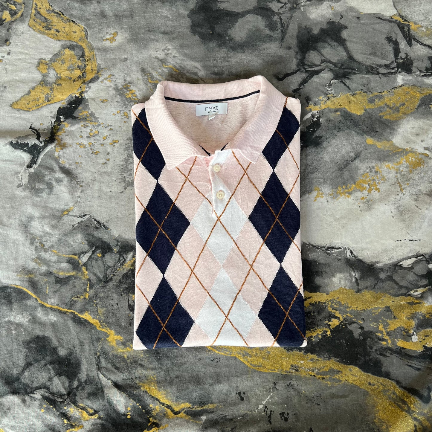 Light Baby Pink Patterned Knitted Polo