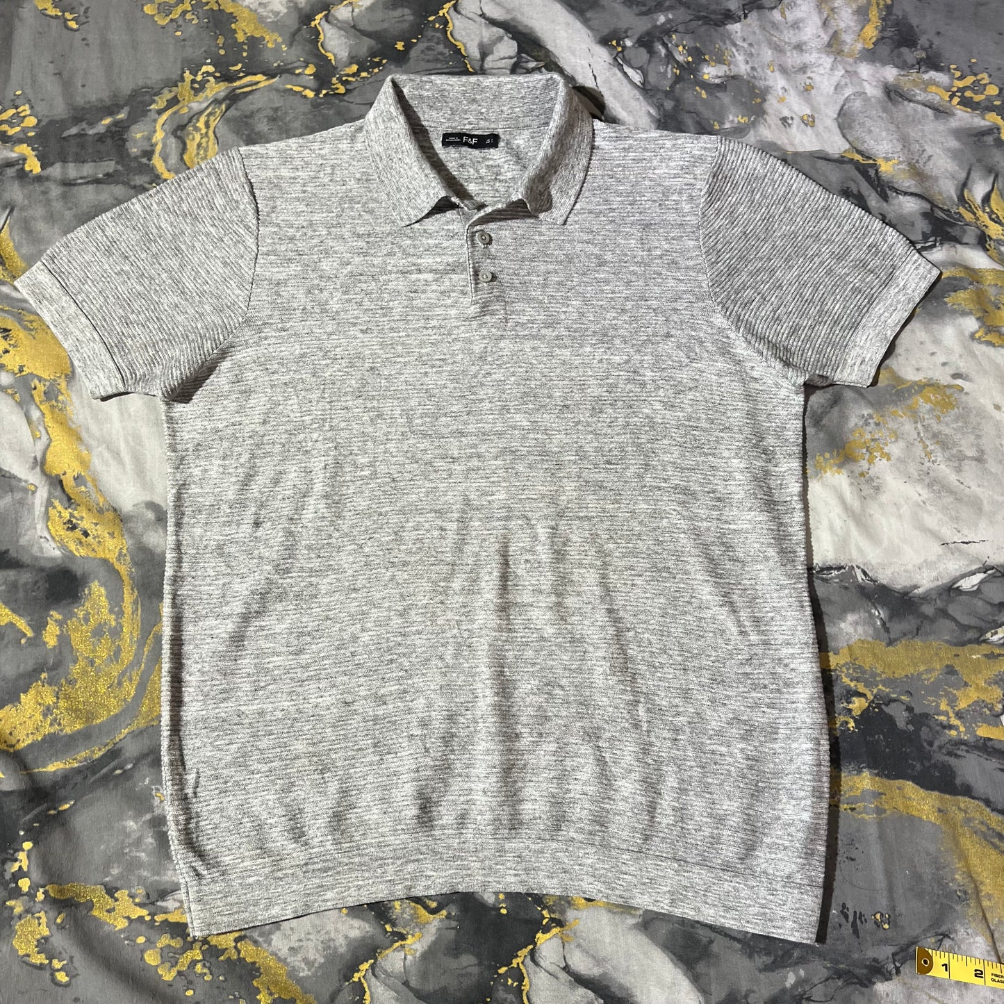 Light Gray Textured Knit Half Sleeves Polo
