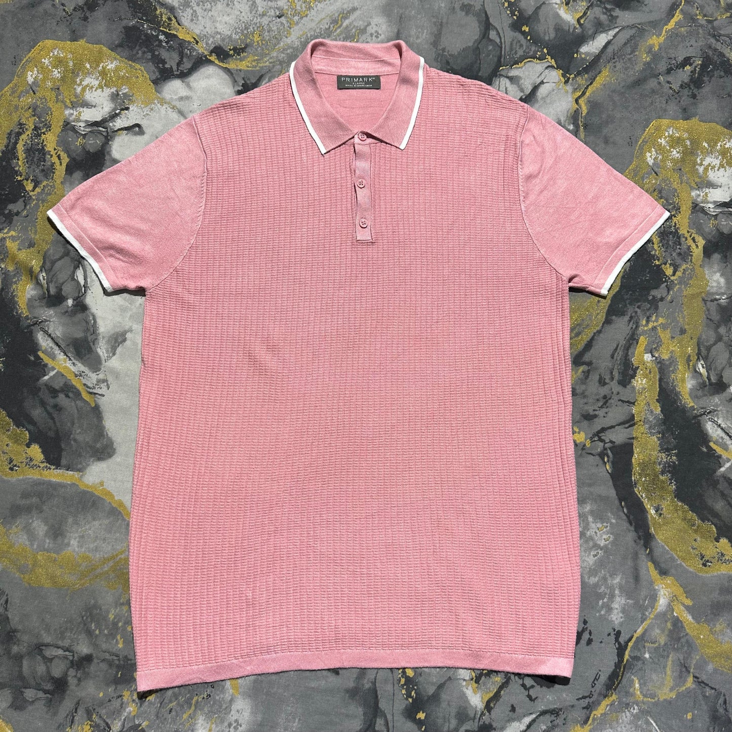 Pink Waffle Knit Cotton Polo