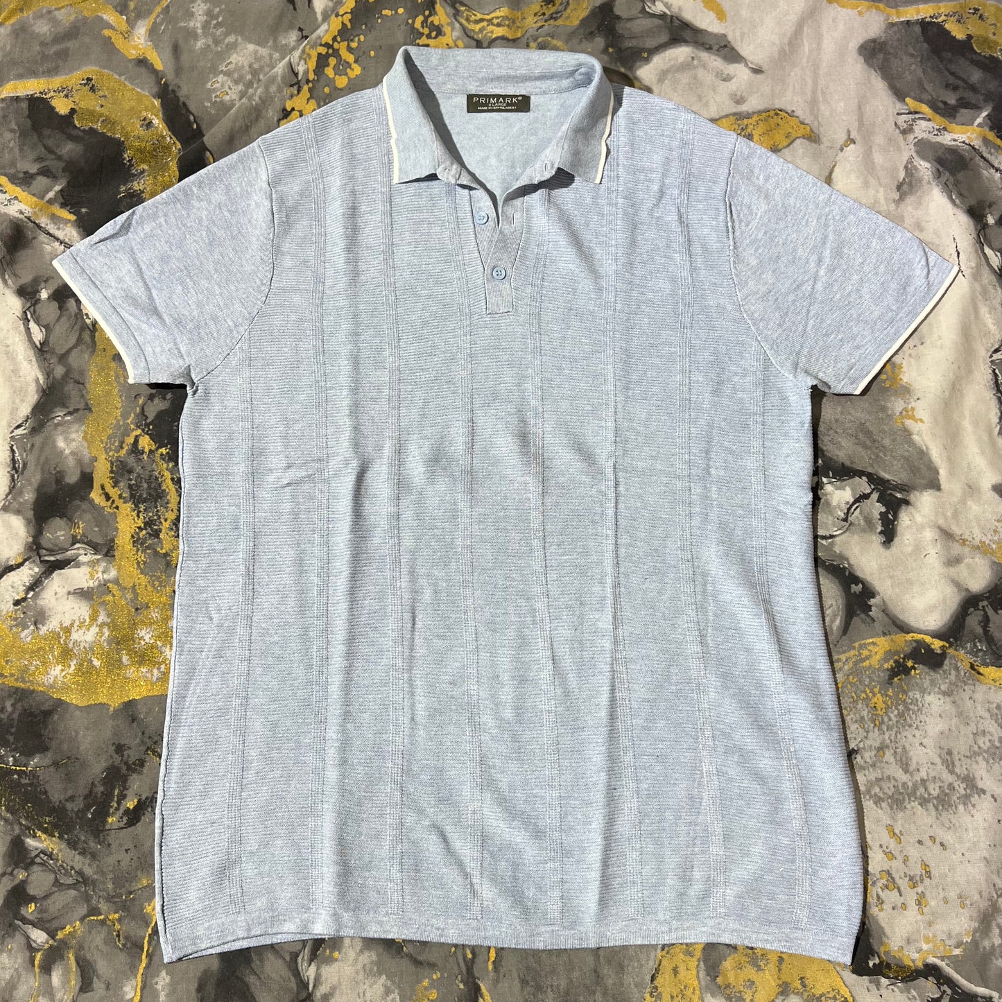 Primark Sky Blue Patterned Knitted Polo