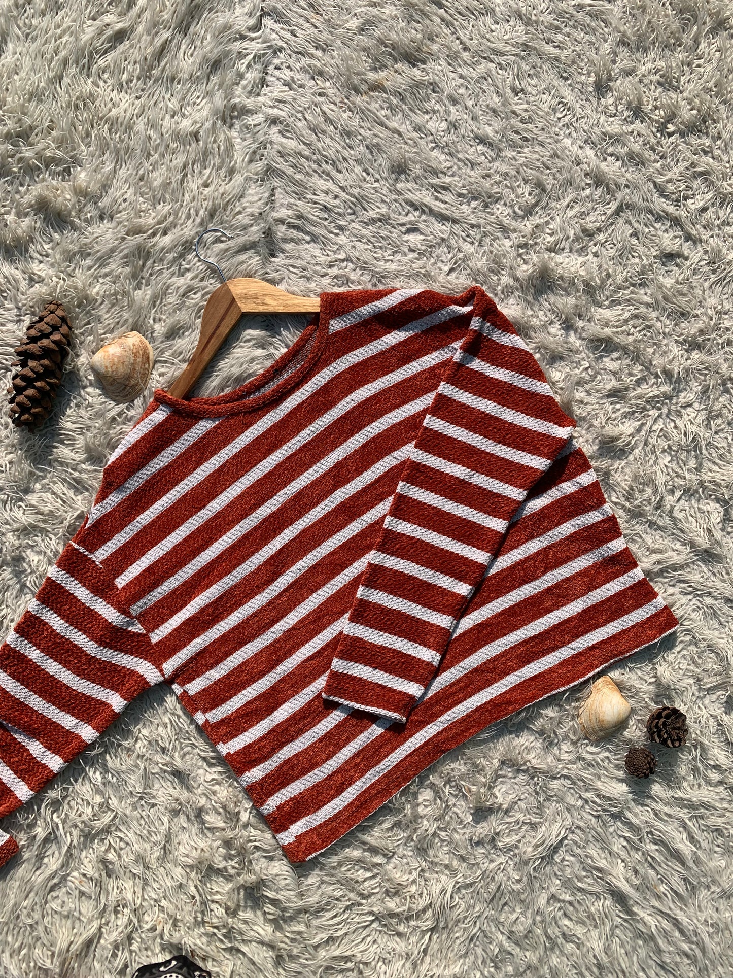 White Red Striped Sweater