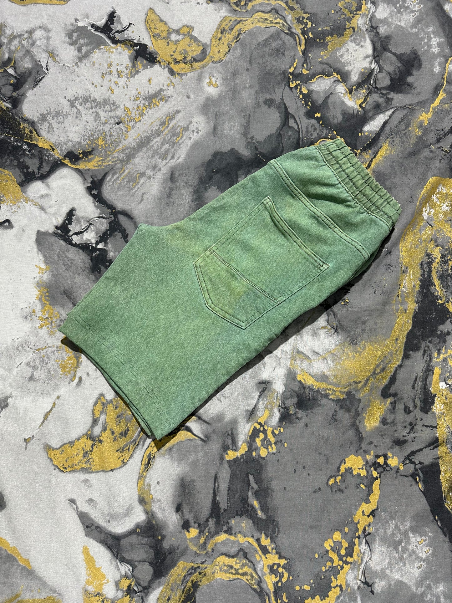 Reserved Faded Green Cotton Shorts