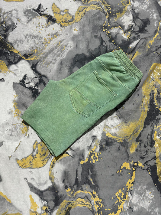 Reserved Faded Green Cotton Shorts