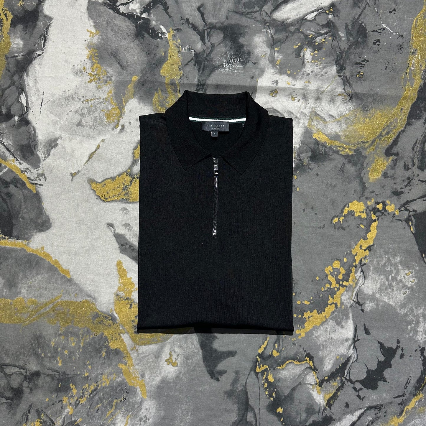 Ted Baker Jet Black Silk Touch Zipper Polo